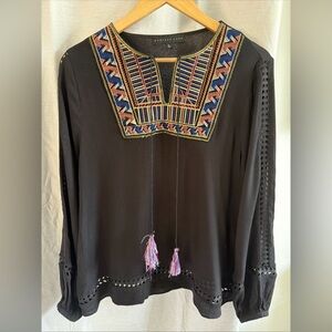 Endless Rose Black Blouse with Multicolor Embroidery